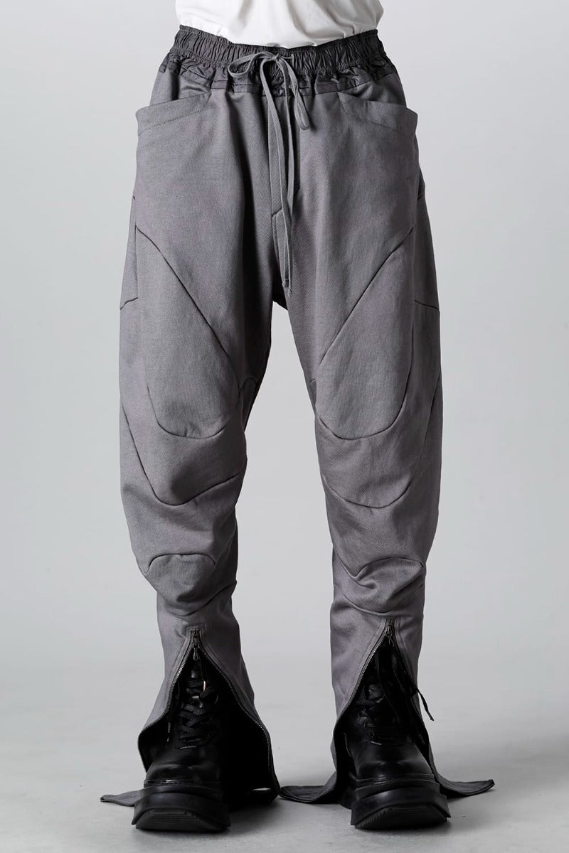 Coated Sweat Front Zip Seamed Pants Gray