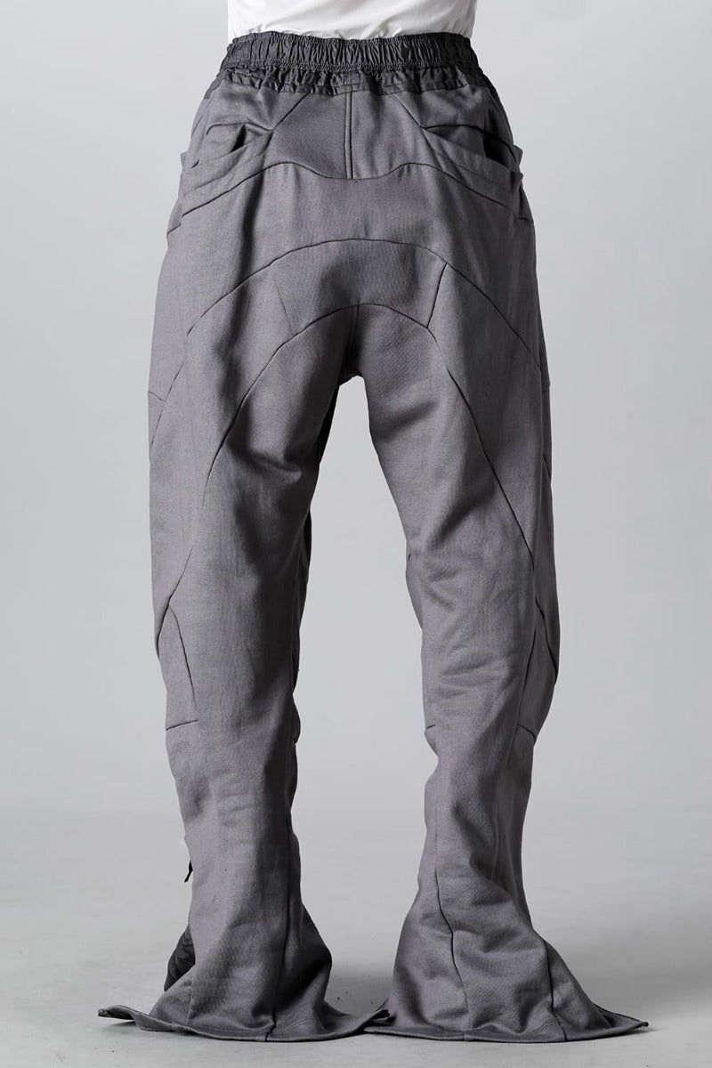 Coated Sweat Front Zip Seamed Pants Gray