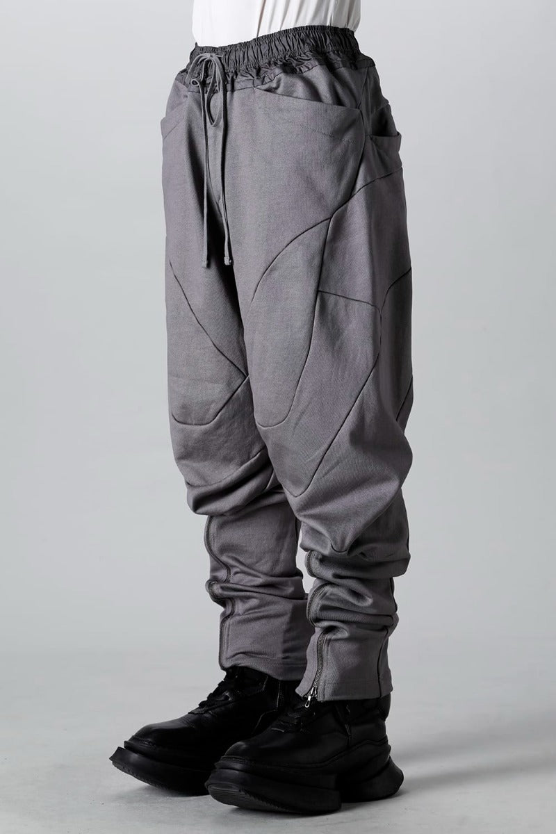 Coated Sweat Front Zip Seamed Pants Gray