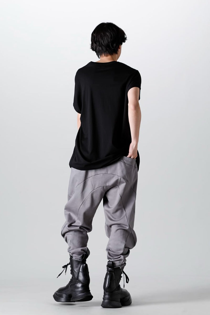 Coated Sweat Front Zip Seamed Pants Gray