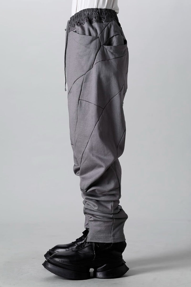 Coated Sweat Front Zip Seamed Pants Gray