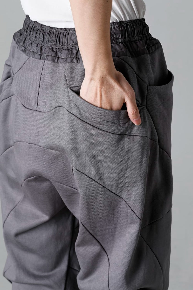 Coated Sweat Front Zip Seamed Pants Gray