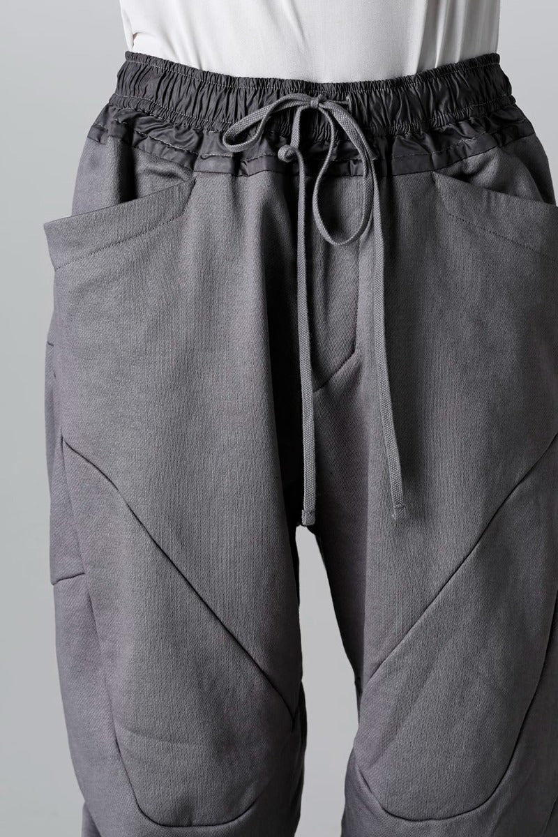 Coated Sweat Front Zip Seamed Pants Gray