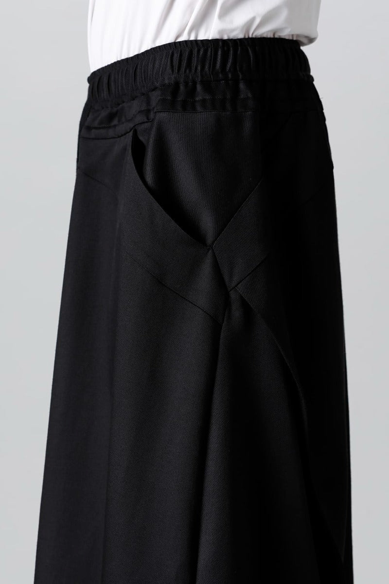 Viscose/Wool/Cotton Twill Wide Pants