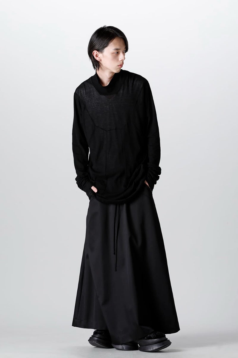 Viscose/Wool/Cotton Twill Wide Pants