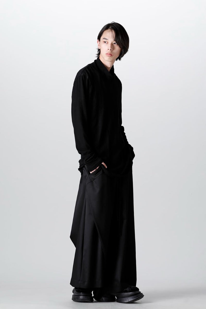 Viscose/Wool/Cotton Twill Wide Pants