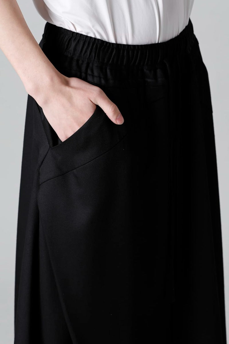 Viscose/Wool/Cotton Twill Wide Pants