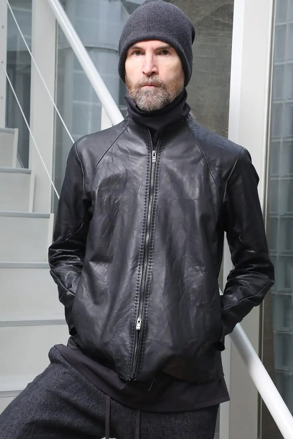 Leather  jacket  calf / silk   bonded