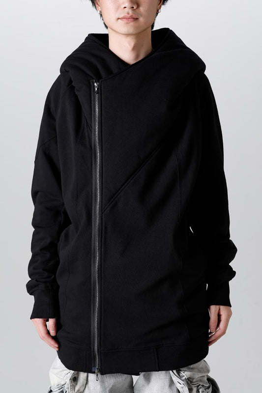 Cotton Sweat Glitch Zip Up Hoodie Black