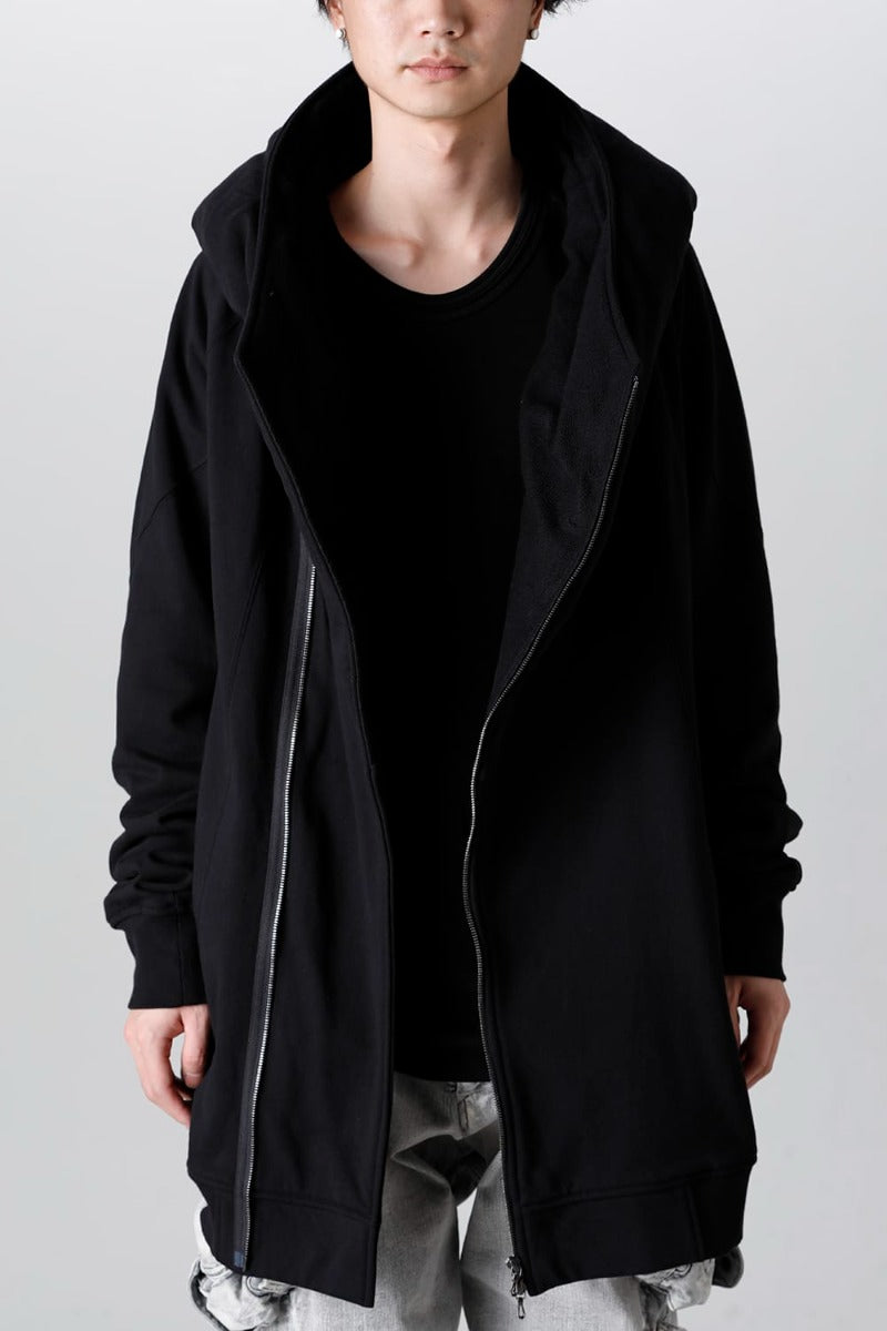 Cotton Sweat Glitch Zip Up Hoodie Black