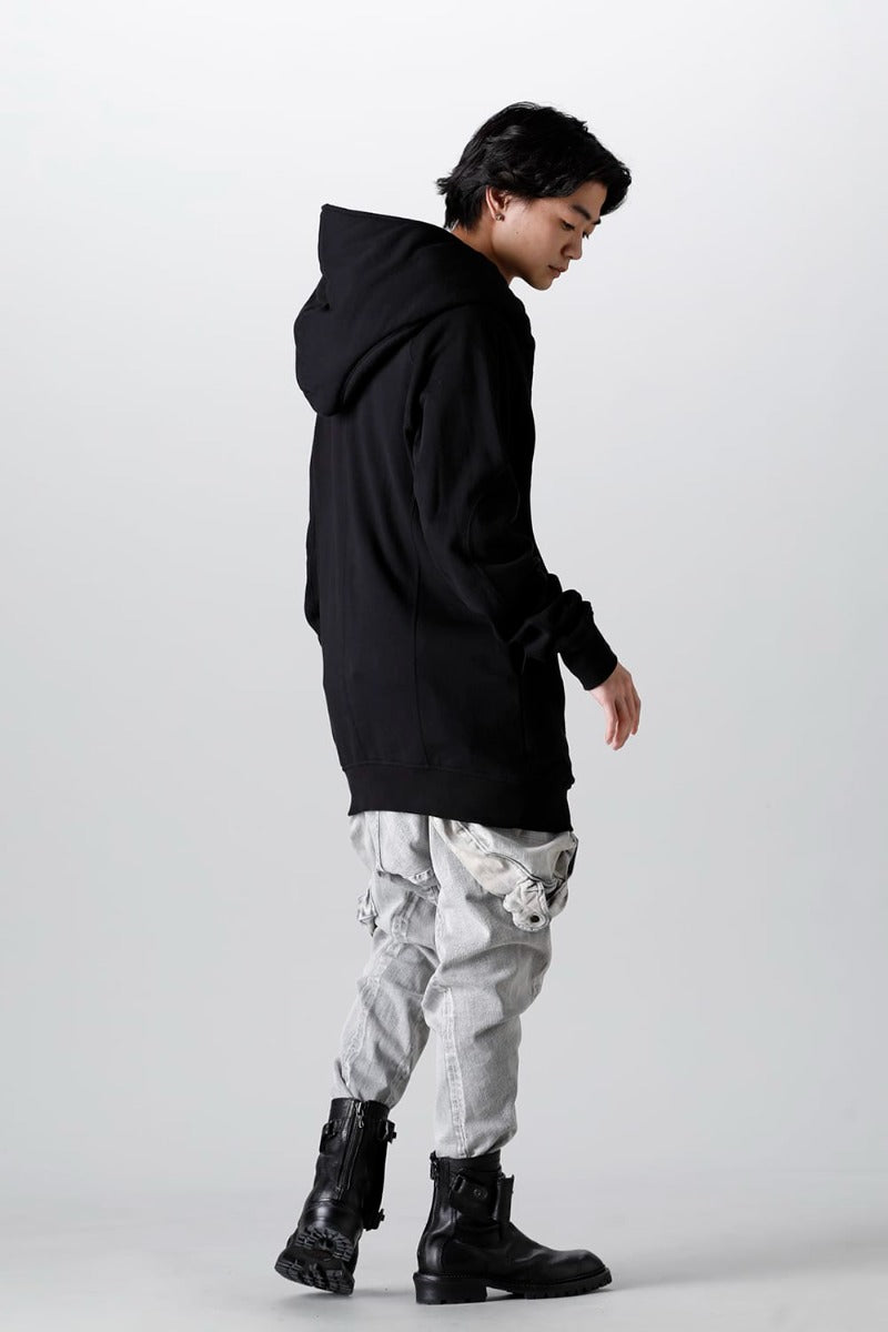 Cotton Sweat Glitch Zip Up Hoodie Black