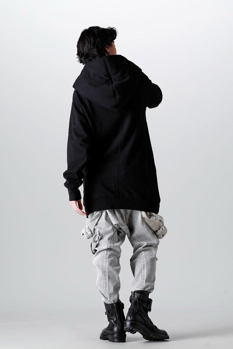 Cotton Sweat Glitch Zip Up Hoodie Black