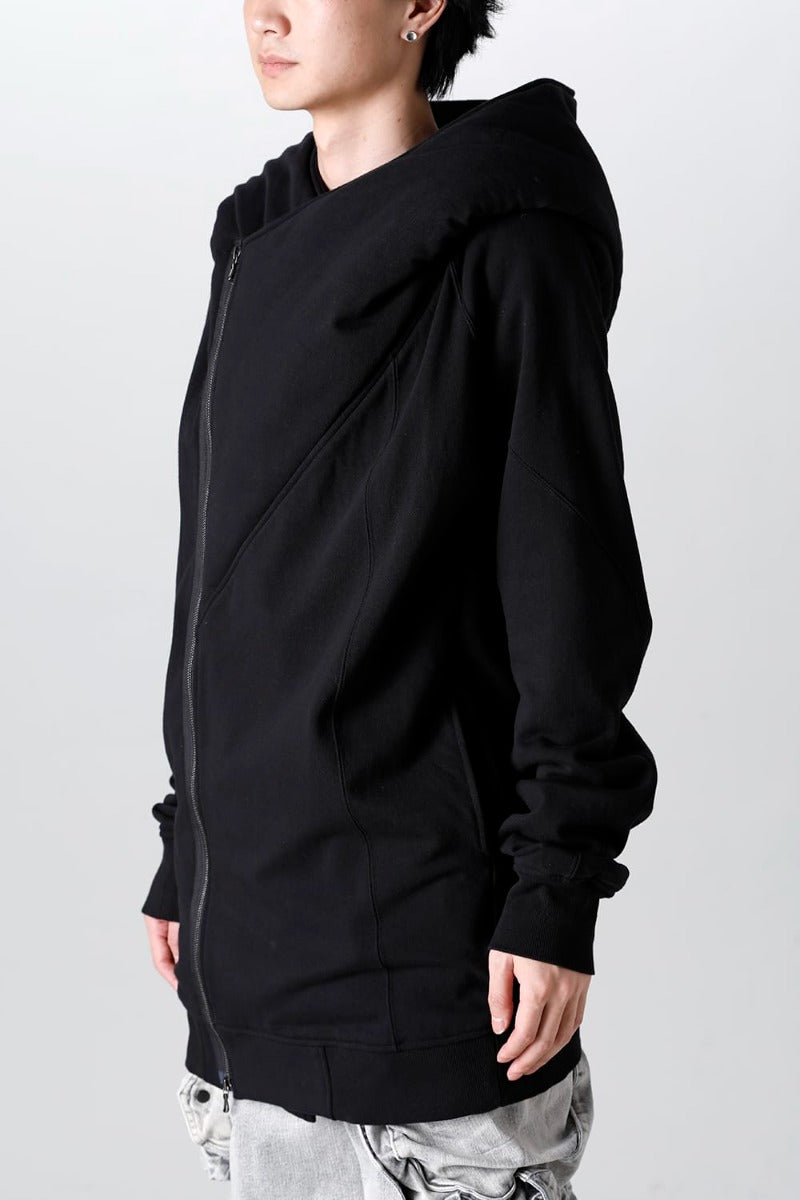 Cotton Sweat Glitch Zip Up Hoodie Black