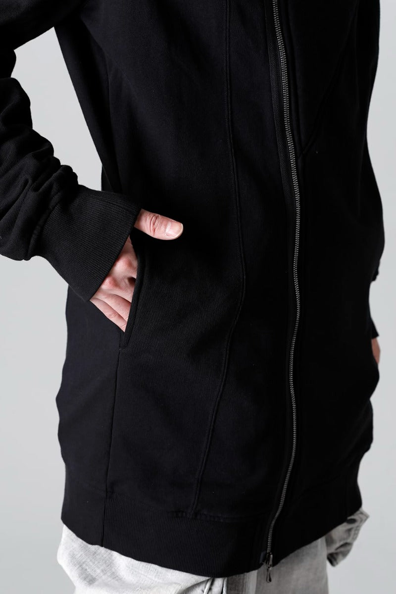 Cotton Sweat Glitch Zip Up Hoodie Black