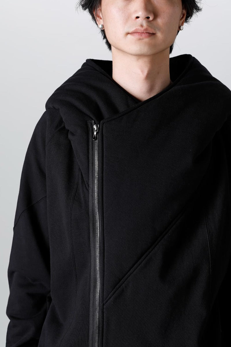 Cotton Sweat Glitch Zip Up Hoodie Black