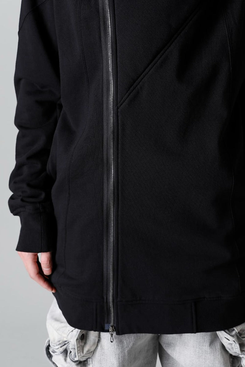 Cotton Sweat Glitch Zip Up Hoodie Black