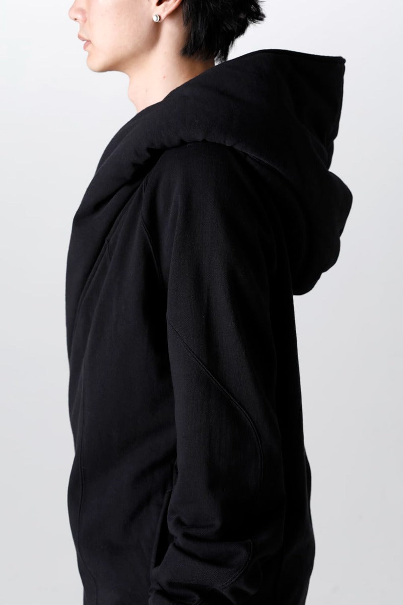 Cotton Sweat Glitch Zip Up Hoodie Black