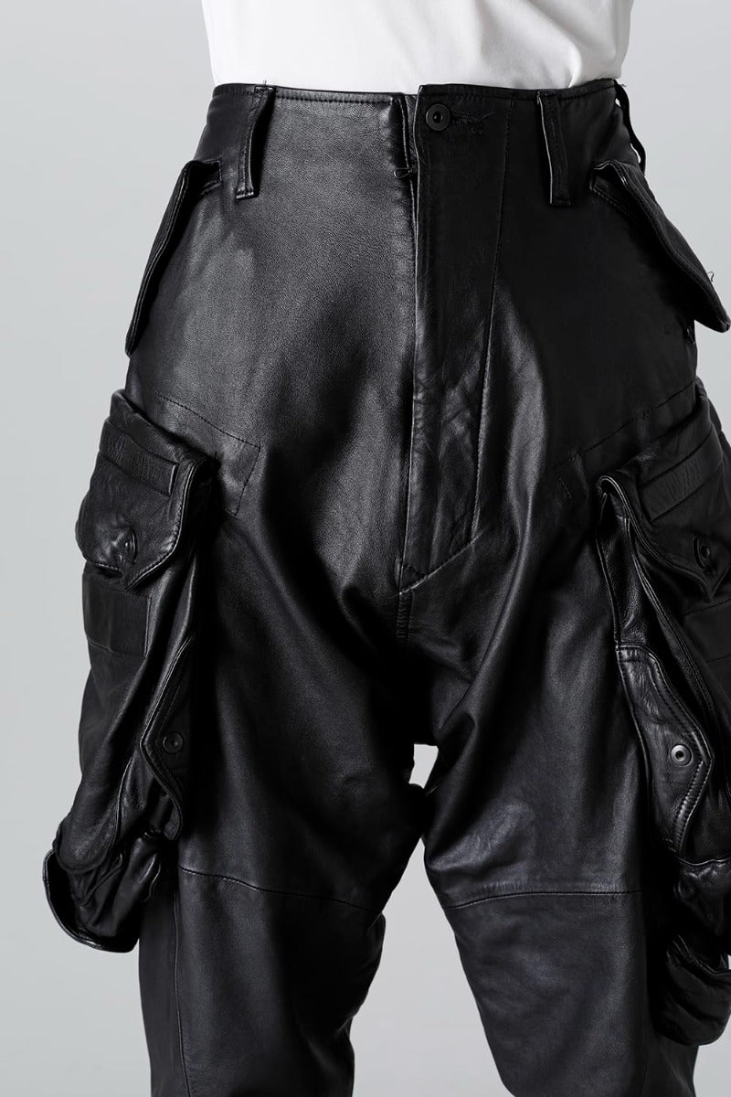 Lamb Leather Gas Mask Cargo Pants