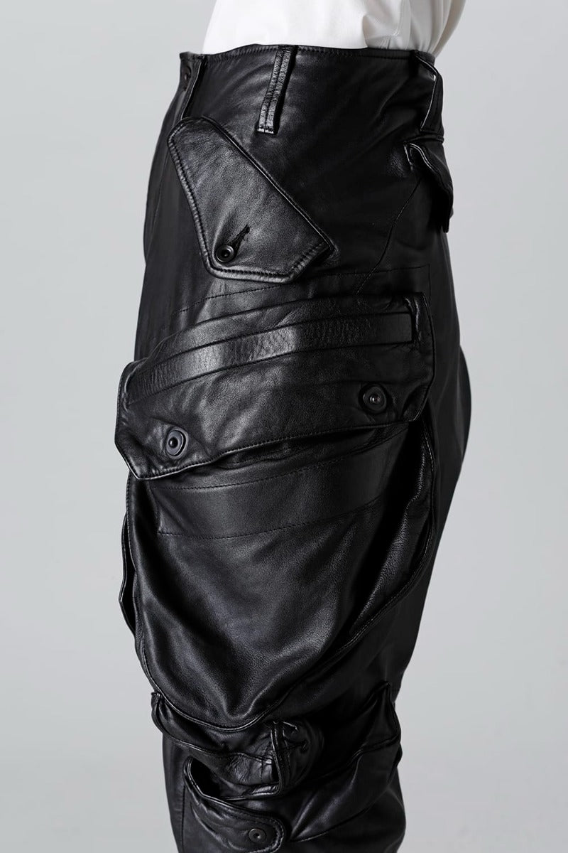 Lamb Leather Gas Mask Cargo Pants