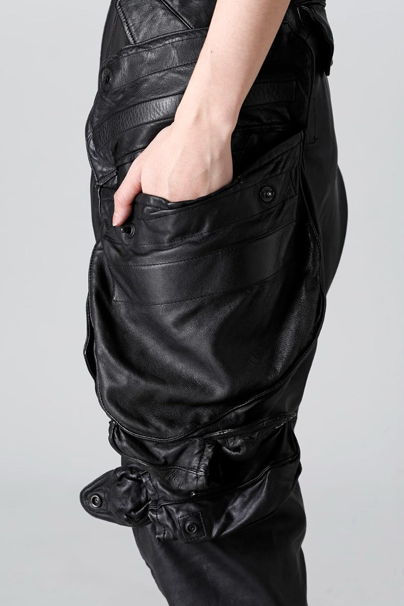 Lamb Leather Gas Mask Cargo Pants