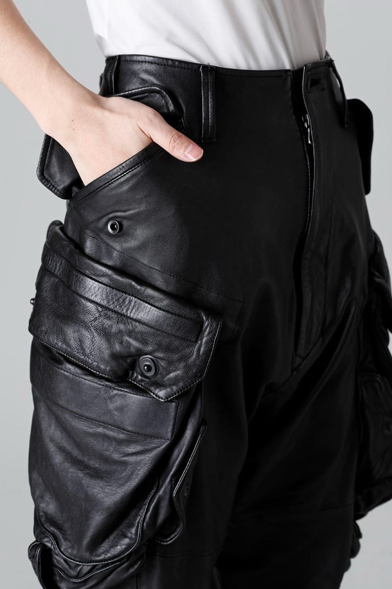 Lamb Leather Gas Mask Cargo Pants