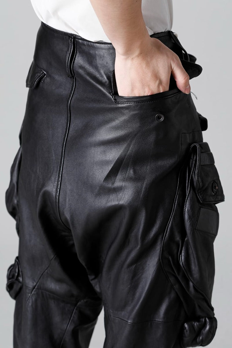Lamb Leather Gas Mask Cargo Pants