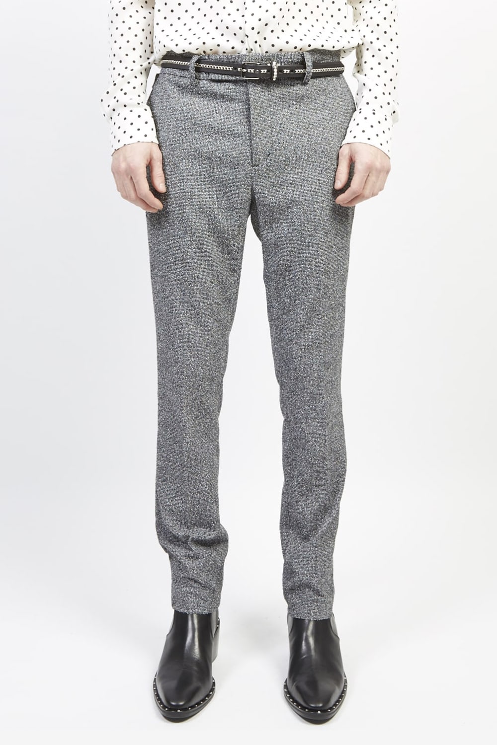 Loop yarn melange tweed slacks