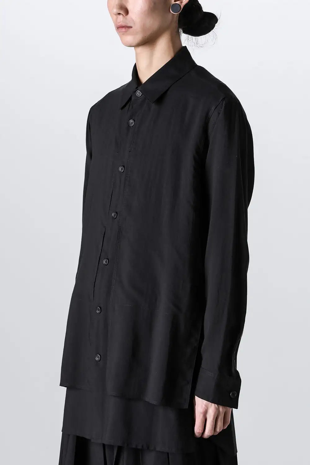 Same Color Stitch Pocket Blouse