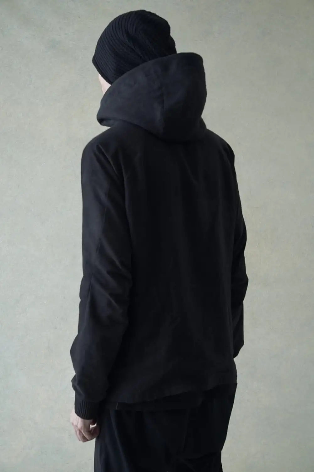 Hooded jacket soft nubuck cow leather