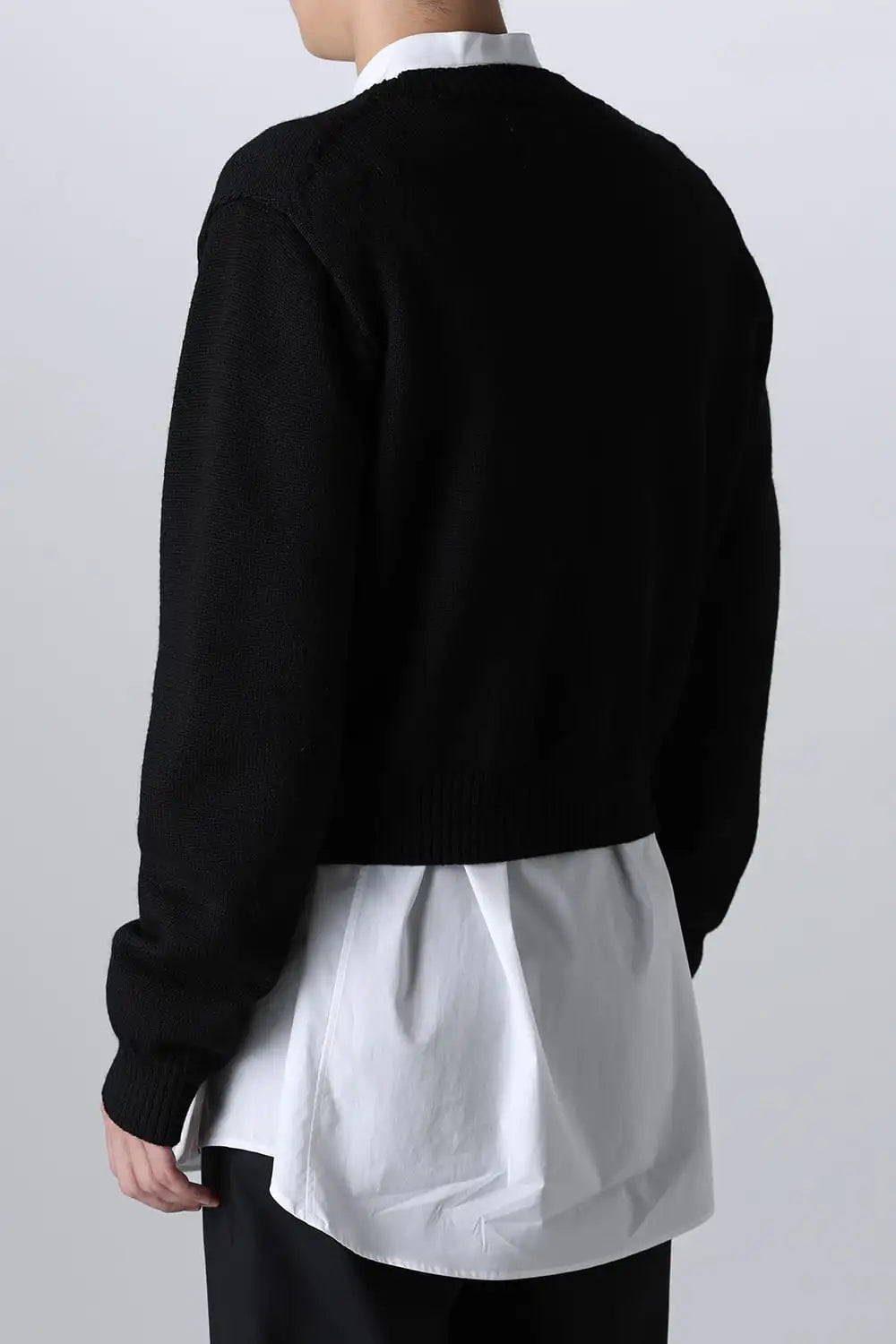 shetland wool cropped cardigan Black