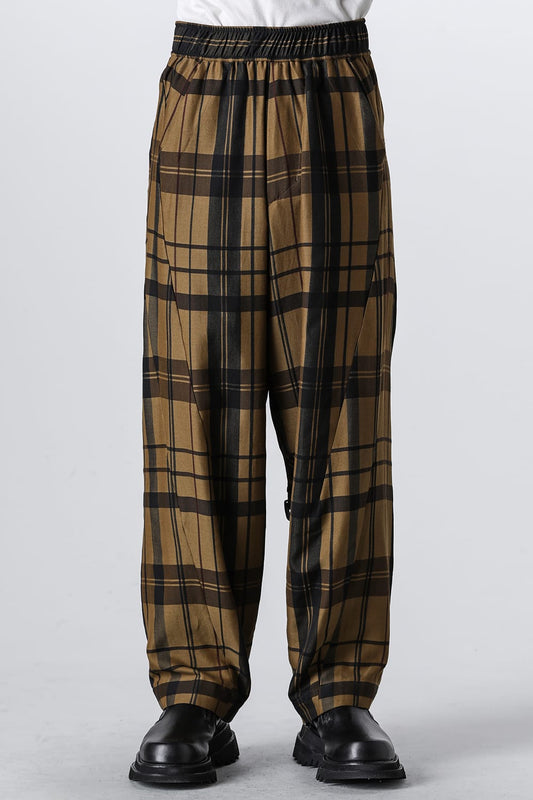 Rayon / Silk Check Jacquard Wide Easy Pants