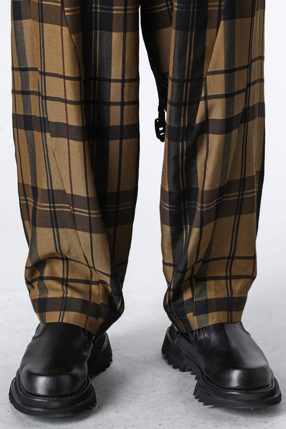 Rayon / Silk Check Jacquard Wide Easy Pants