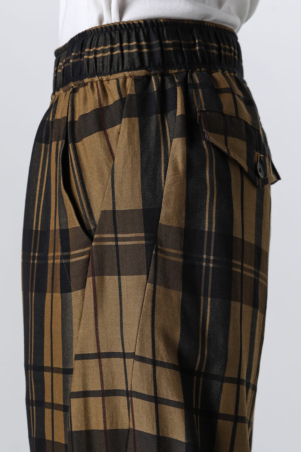 Rayon / Silk Check Jacquard Wide Easy Pants