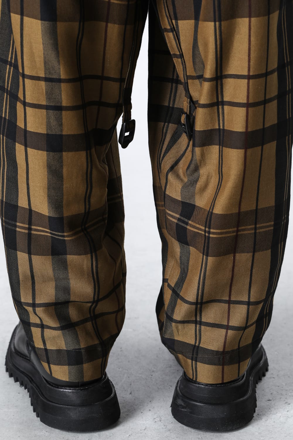 Rayon / Silk Check Jacquard Wide Easy Pants
