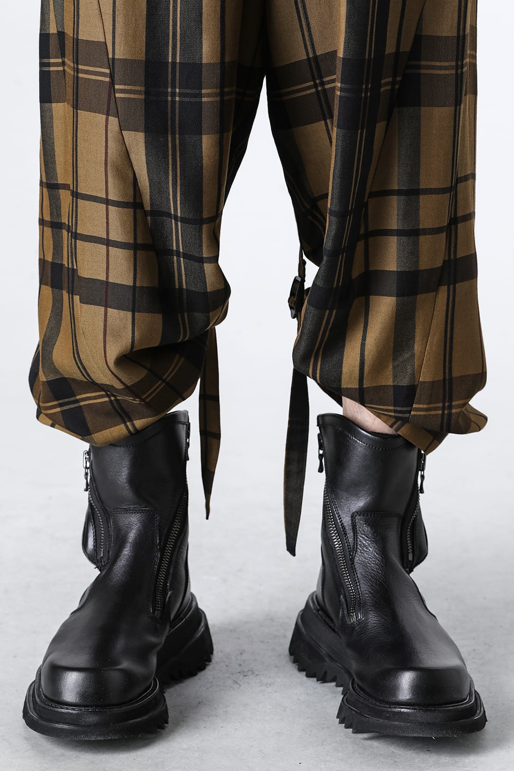 Rayon / Silk Check Jacquard Wide Easy Pants