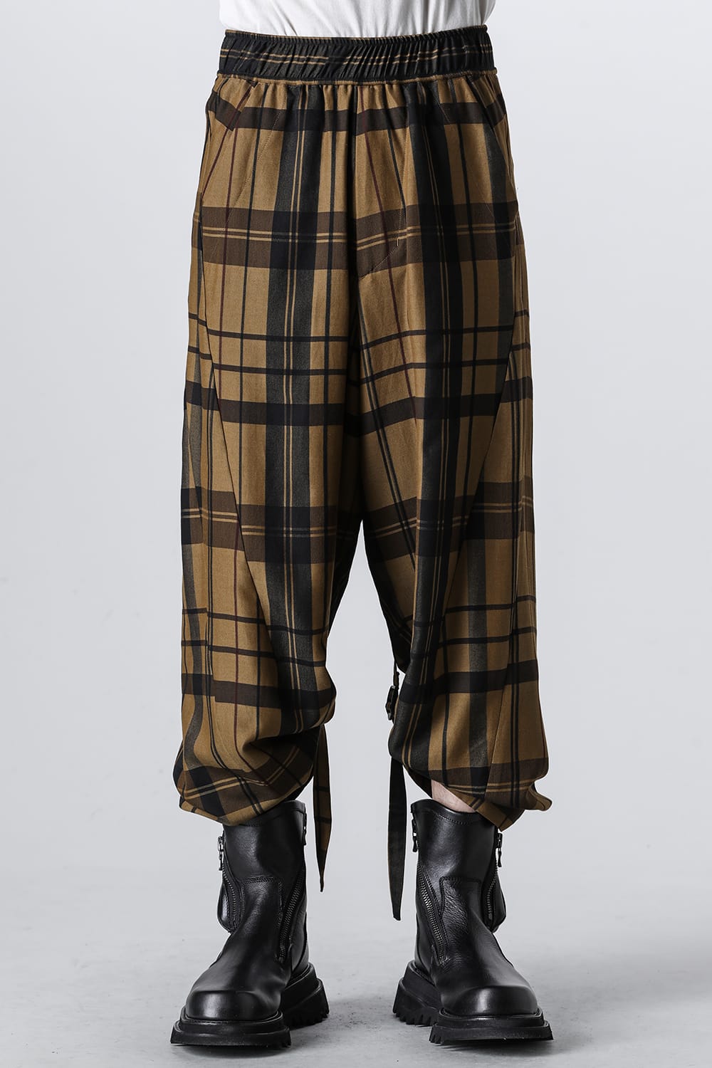 Rayon / Silk Check Jacquard Wide Easy Pants