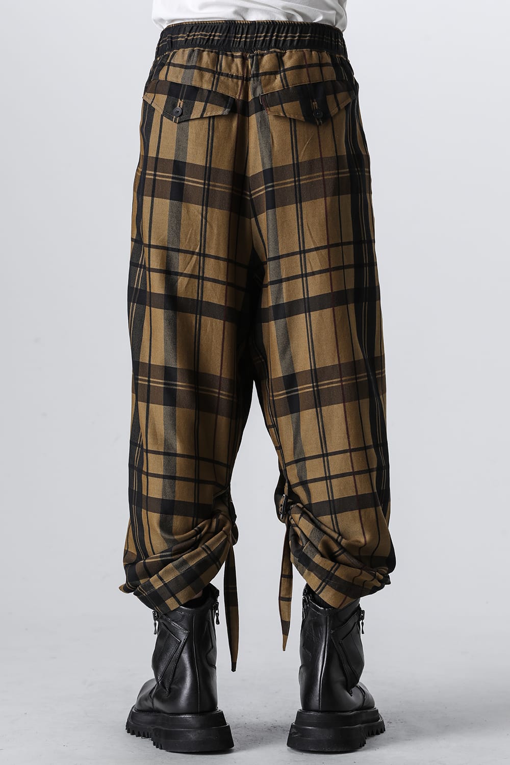 Rayon / Silk Check Jacquard Wide Easy Pants
