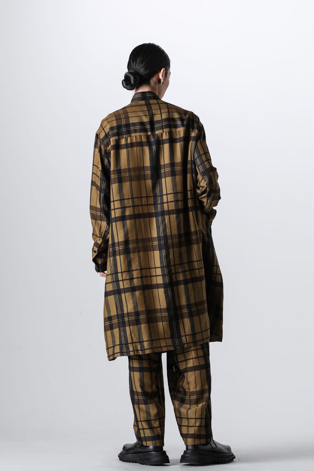 Rayon / Silk Check Jacquard Wide Easy Pants