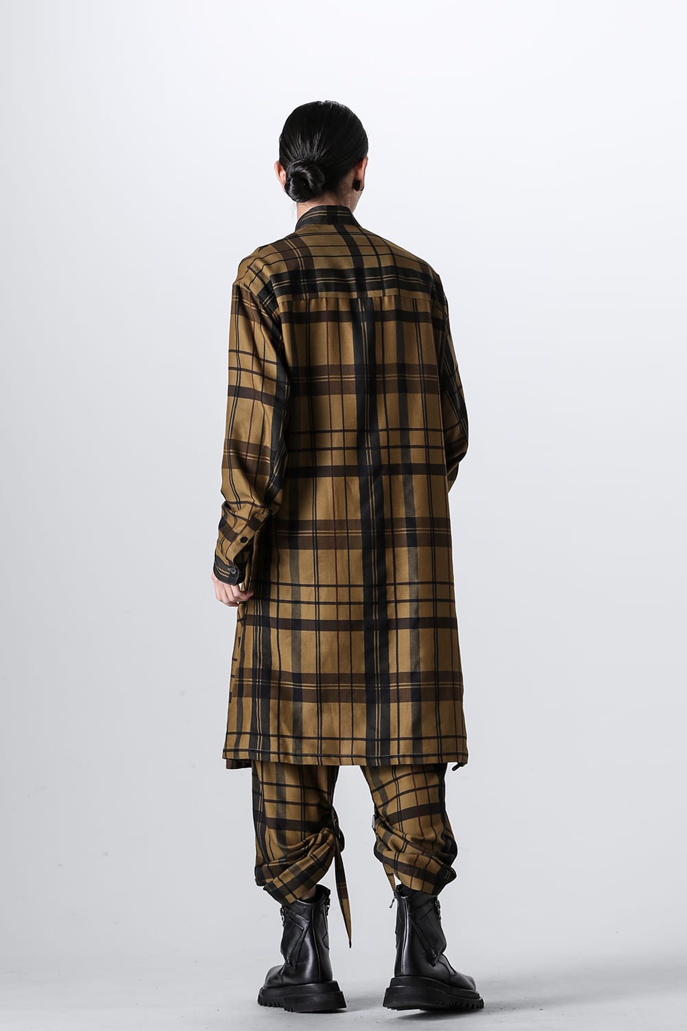 Rayon / Silk Check Jacquard Wide Easy Pants