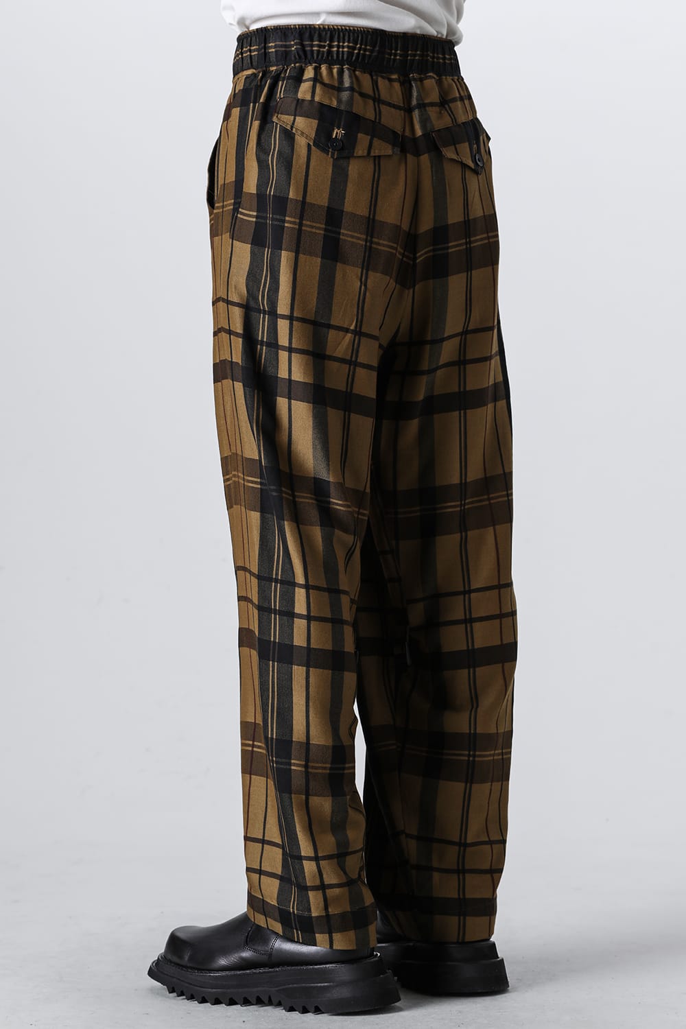Rayon / Silk Check Jacquard Wide Easy Pants