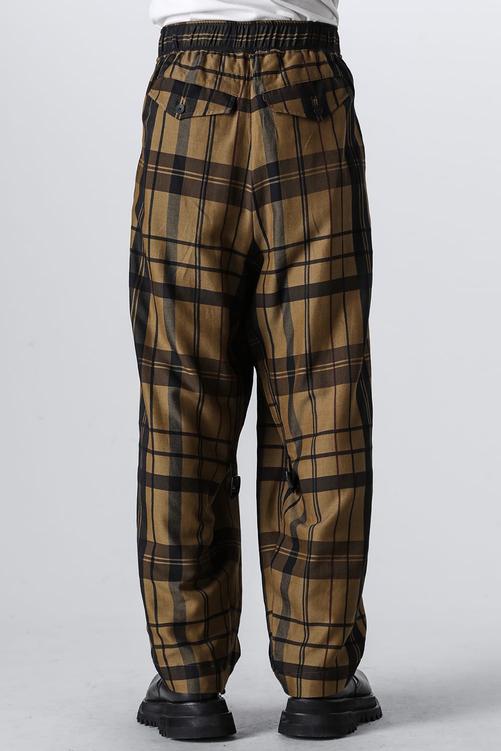 Rayon / Silk Check Jacquard Wide Easy Pants