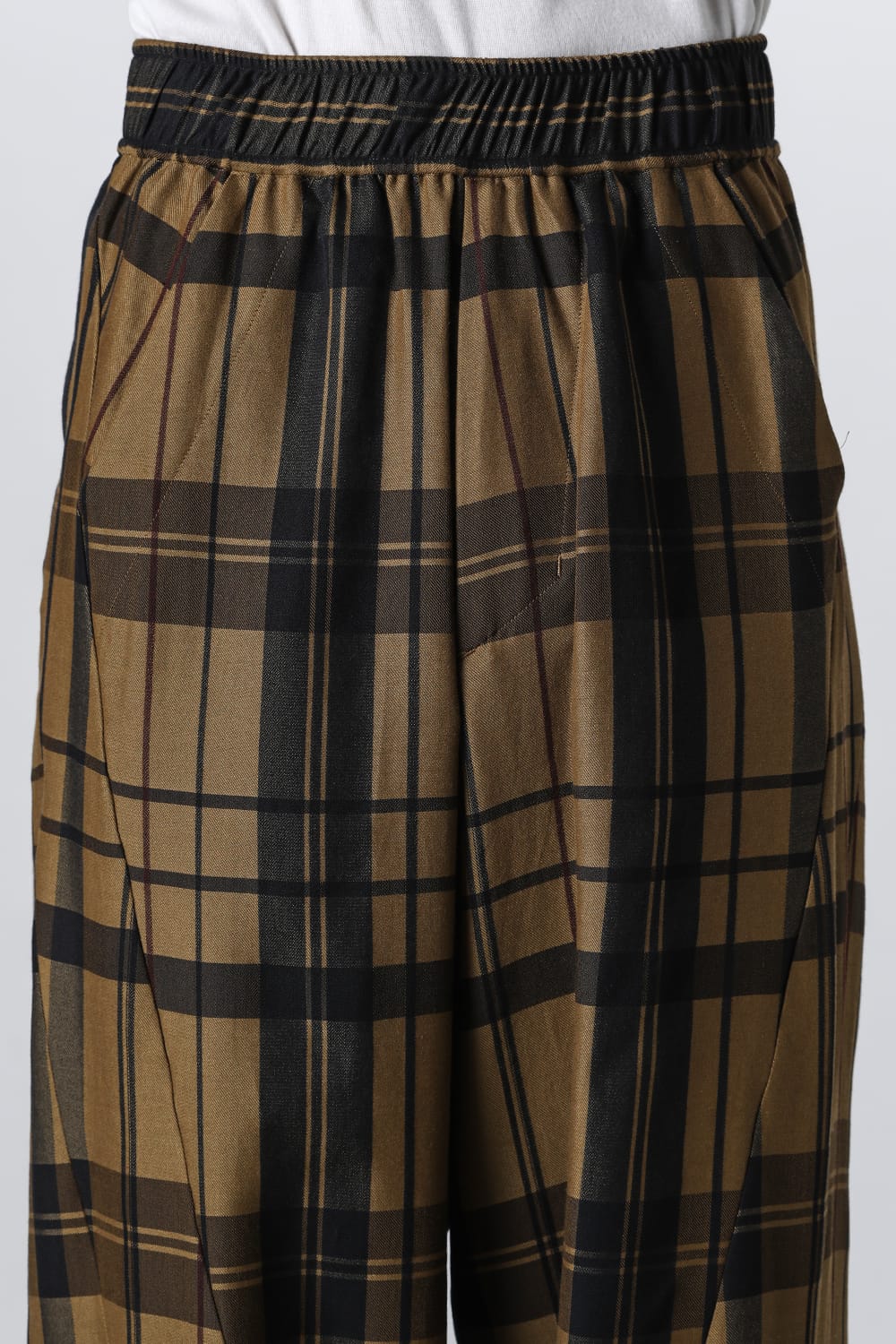 Rayon / Silk Check Jacquard Wide Easy Pants