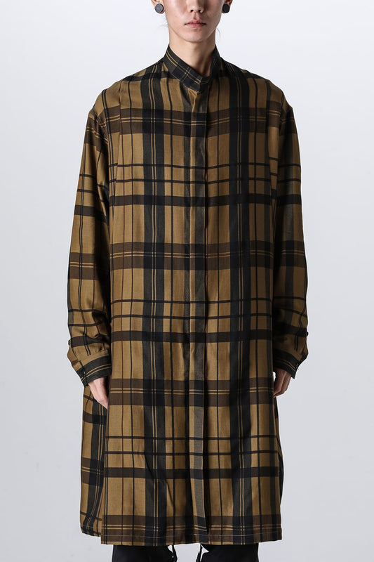 Rayon / Silk Check Jacquard Long Shirt