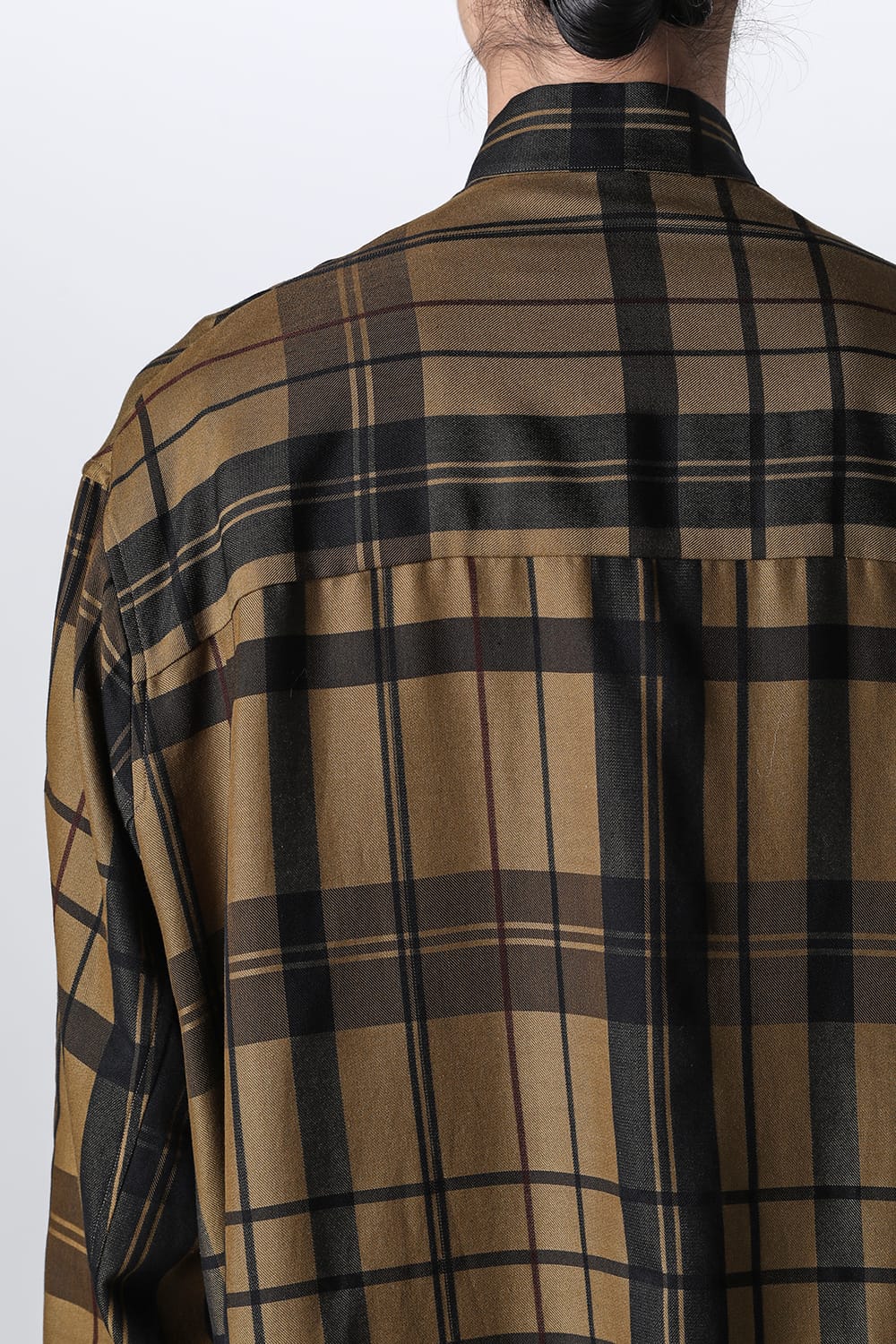 Rayon / Silk Check Jacquard Long Shirt
