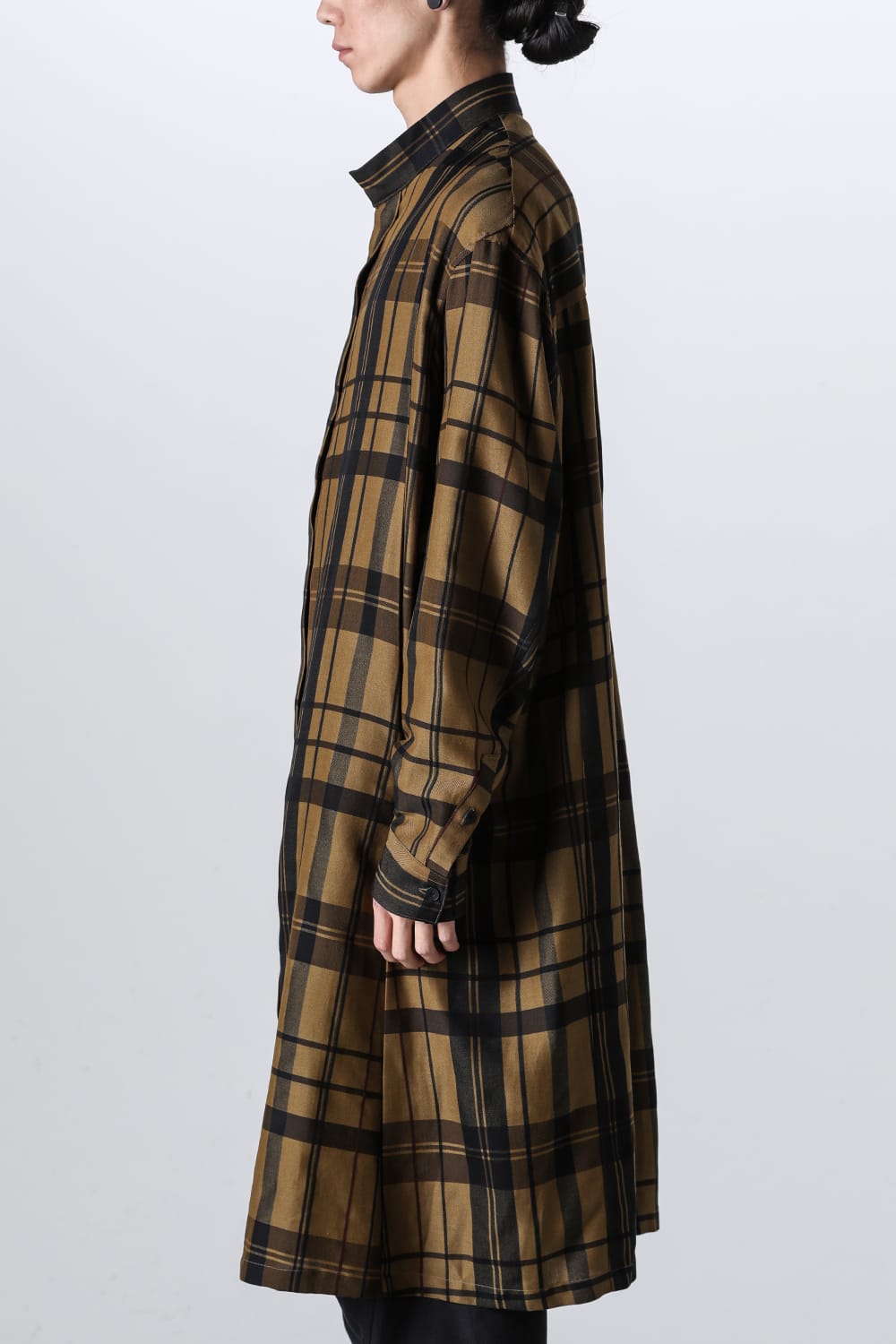 Rayon / Silk Check Jacquard Long Shirt