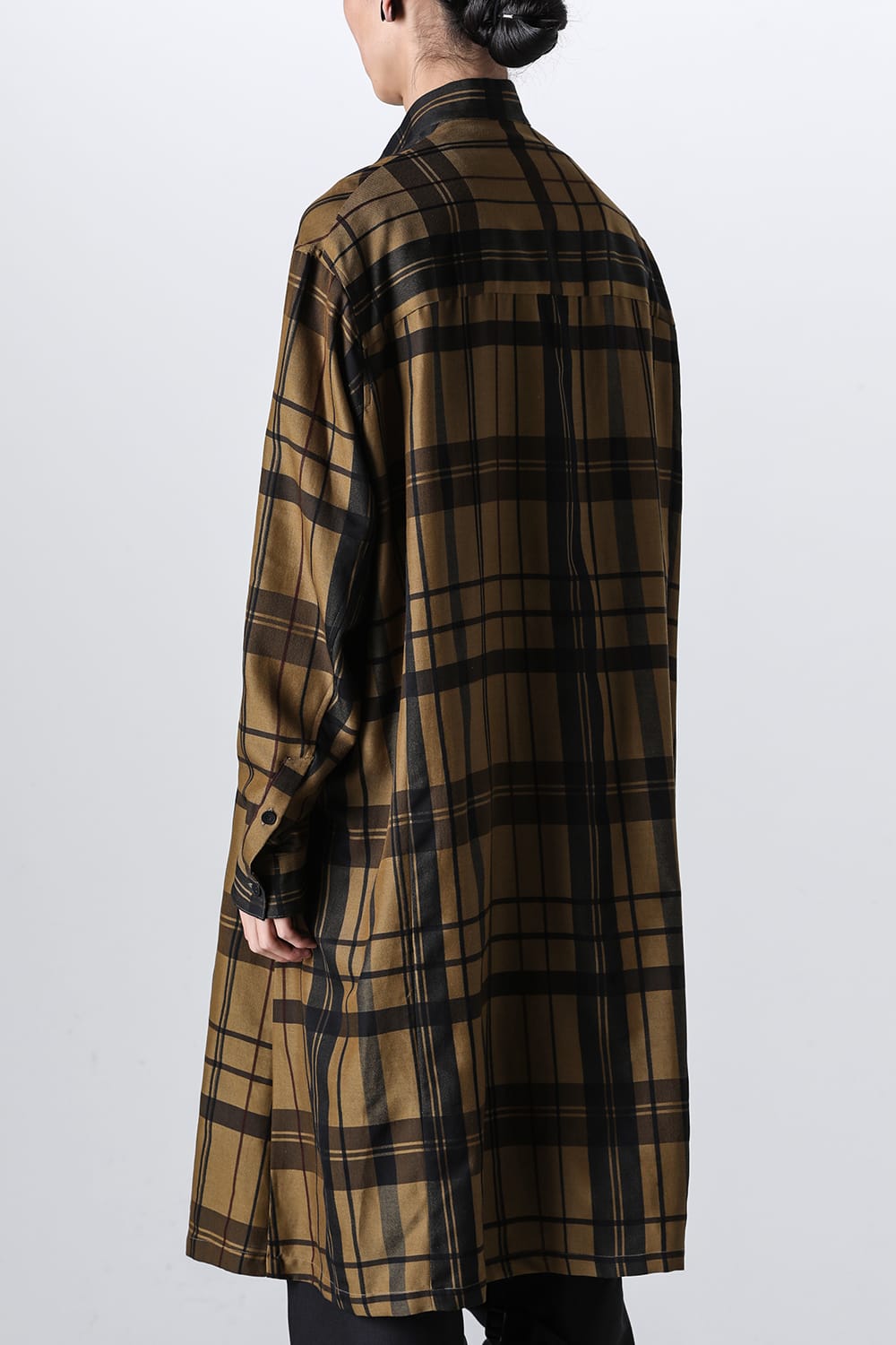 Rayon / Silk Check Jacquard Long Shirt