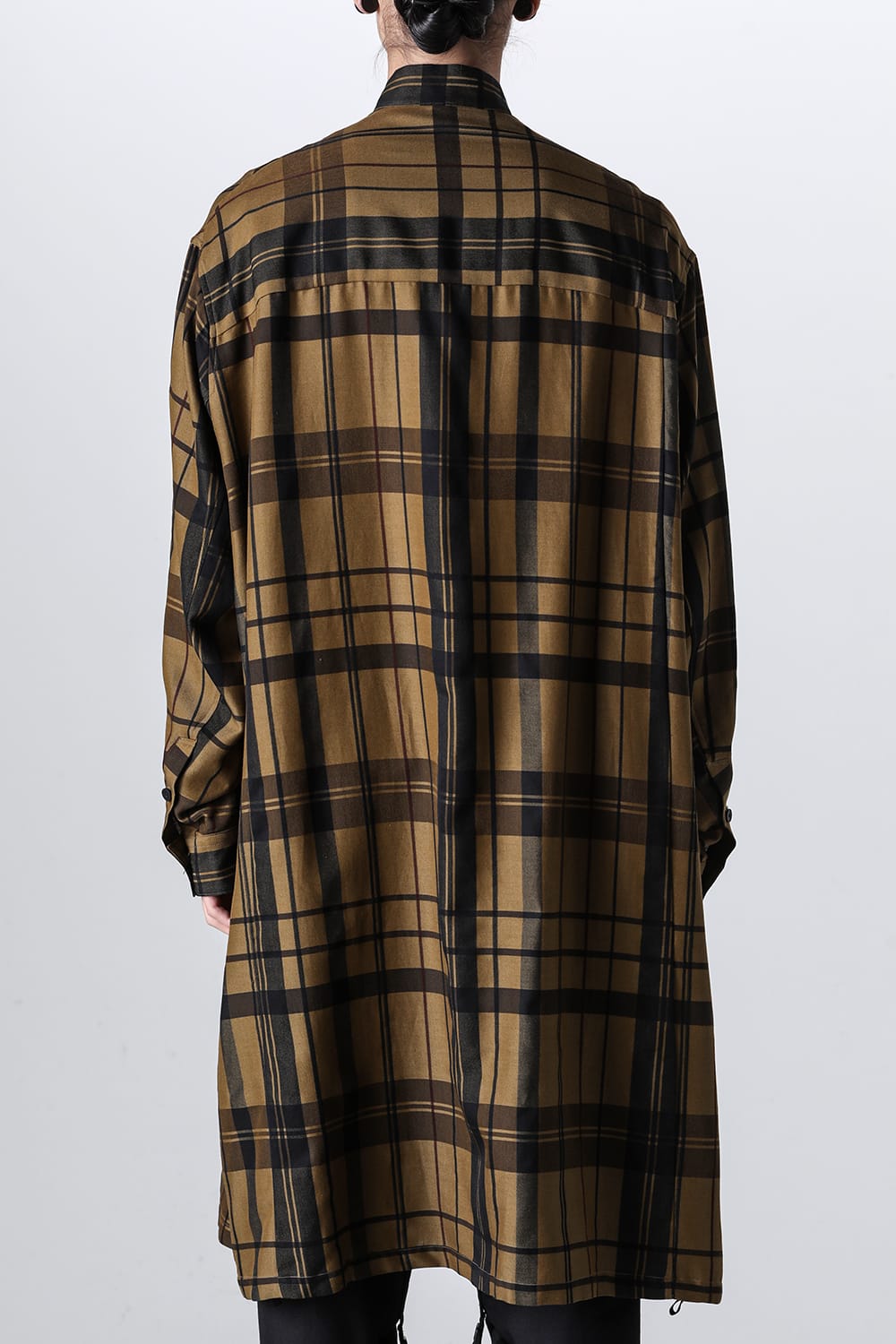 Rayon / Silk Check Jacquard Long Shirt