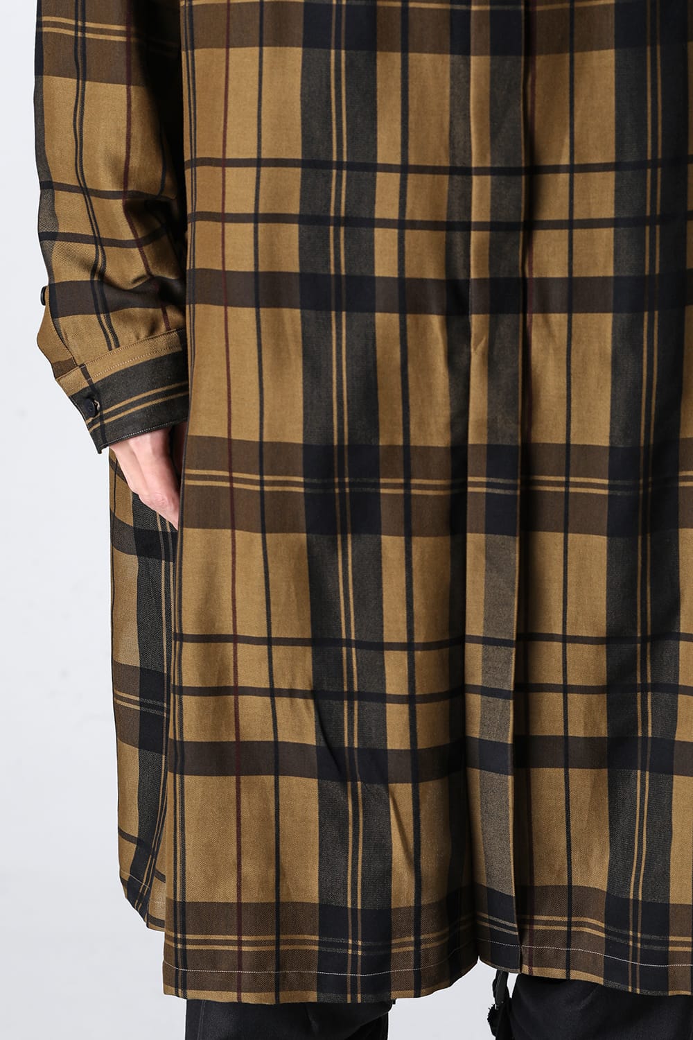 Rayon / Silk Check Jacquard Long Shirt