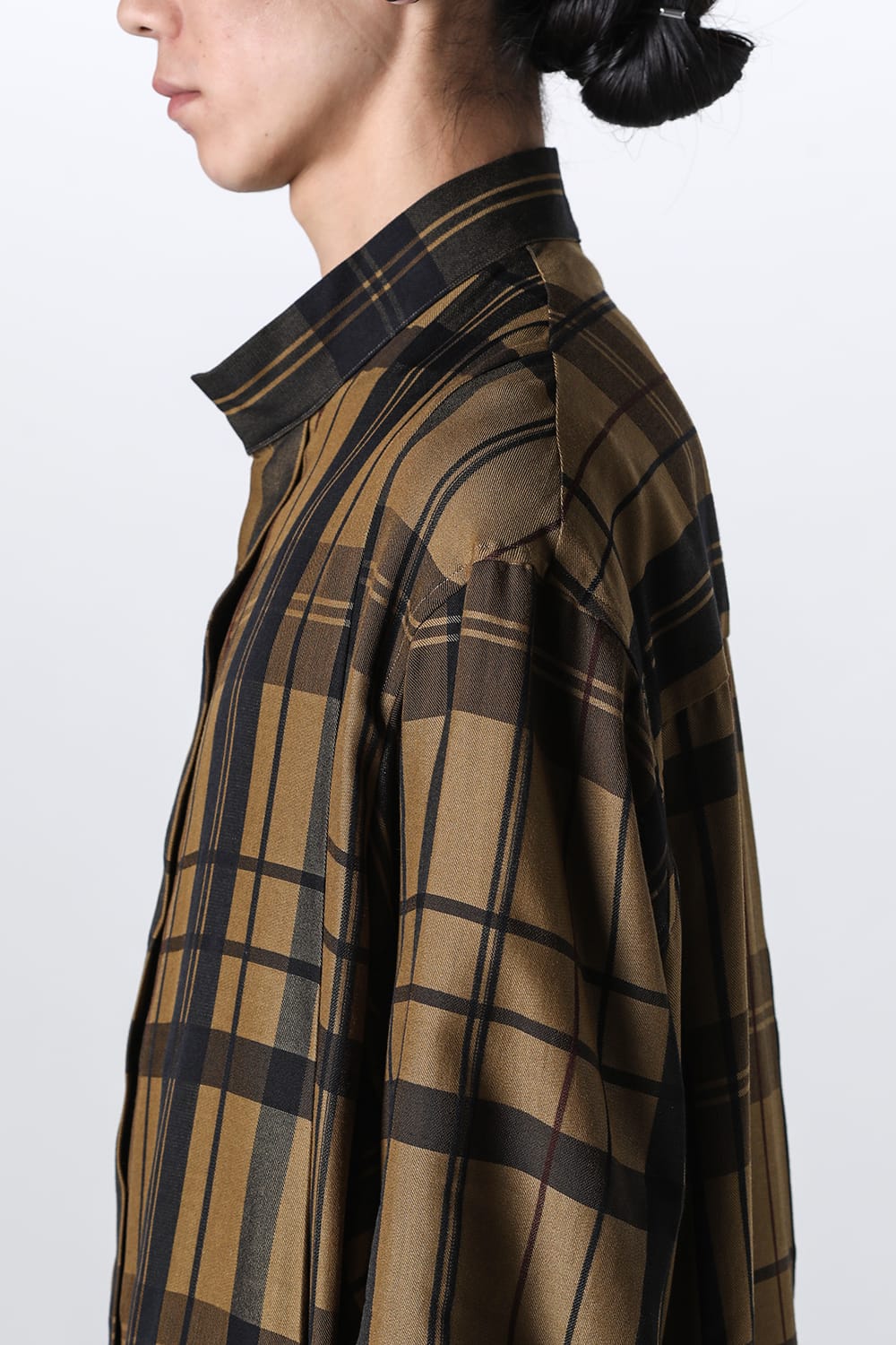 Rayon / Silk Check Jacquard Long Shirt