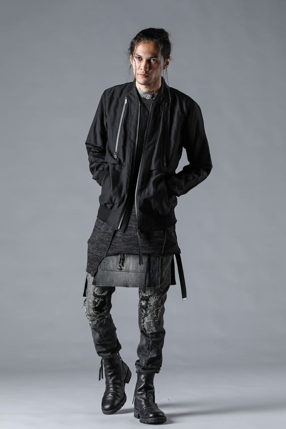 Salt-Shrunk Washed Dobby Border Bomber Jacket